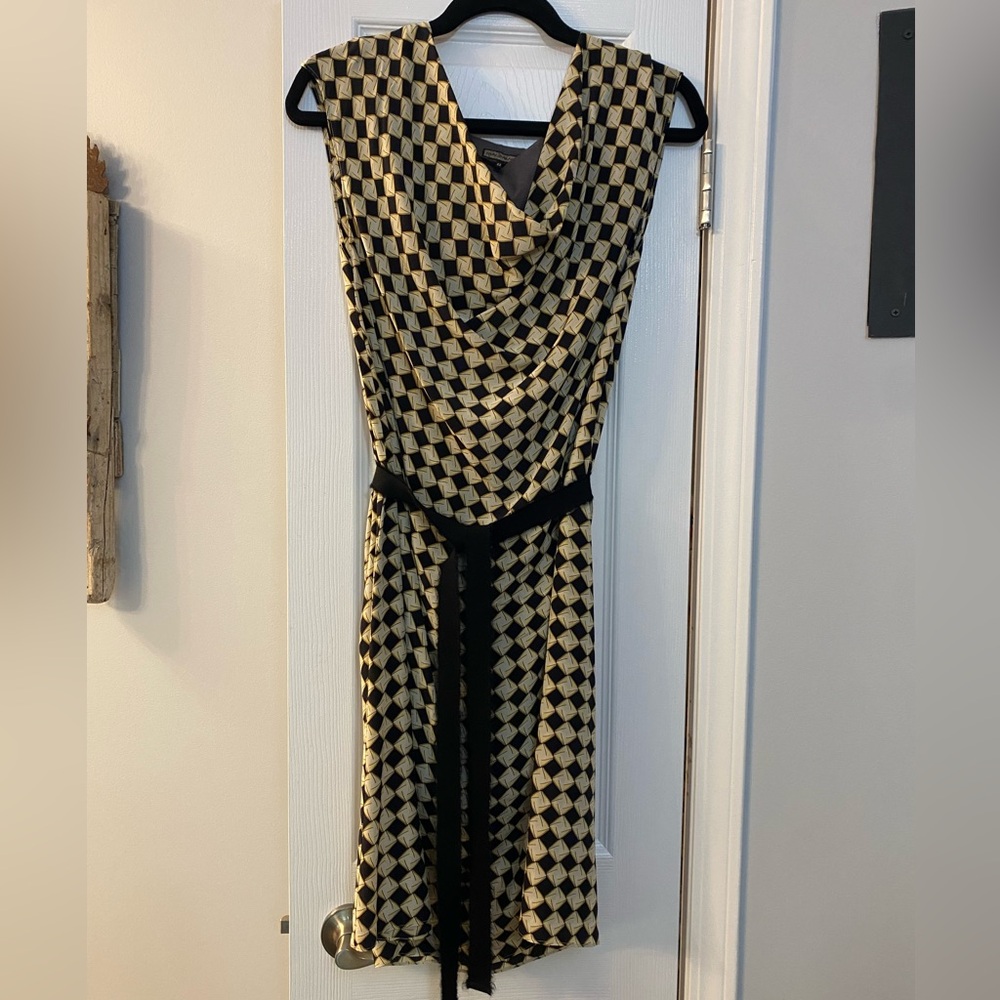 Maliparmi Black and Cream Asymmetrical Dress